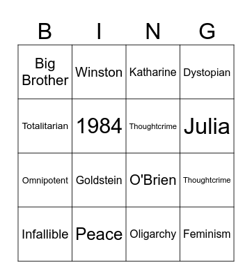 1984 Bingo Card