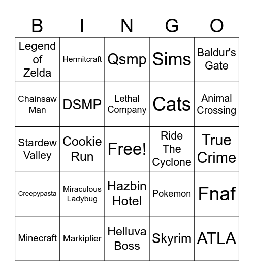 Fandom BINGO Card