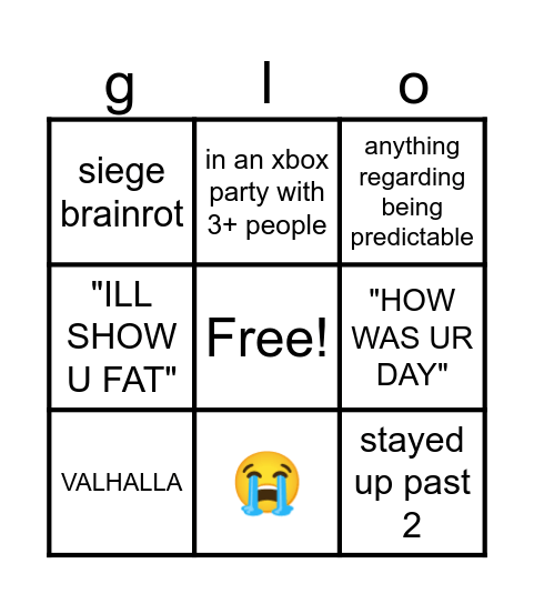 binGLO Bingo Card
