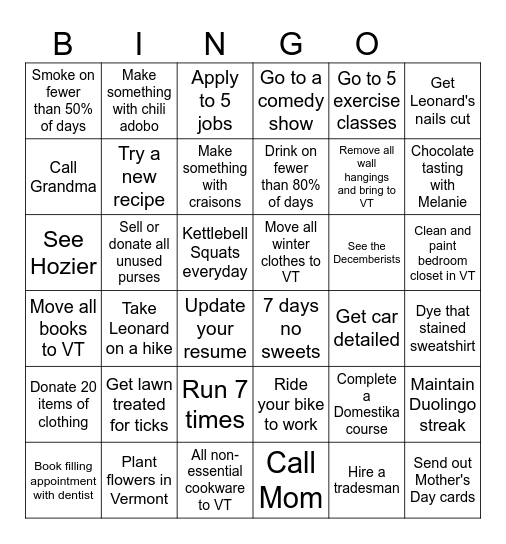 May Bingo Card