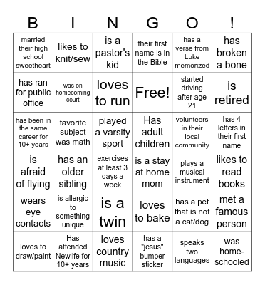 Did You Know Bingo Card