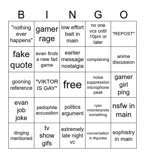 Modern BB Bingo Card