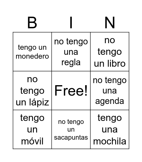 bingo! Bingo Card