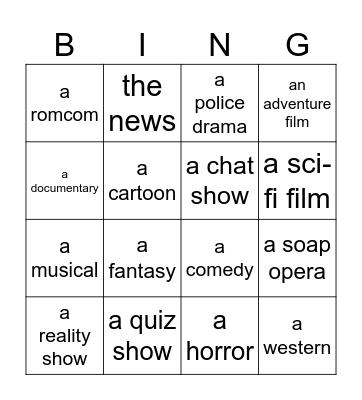 LIGHTS, CAMERAS, ACTION Bingo Card