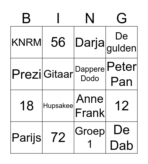 Afscheid Bingo Card