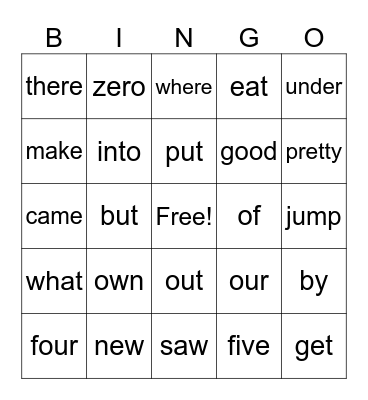 Quarter 4-All Words Bingo Card