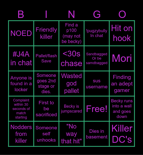 BeckyGoodHair bingo. Bingo Card