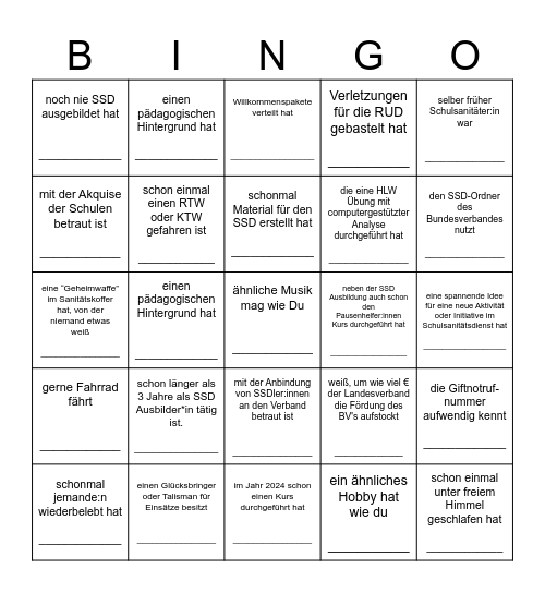 ASBINGO - Finde eine Person, die Bingo Card