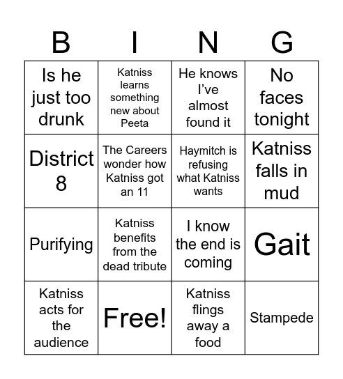 Ch 12 Hunger Games Bingo Card