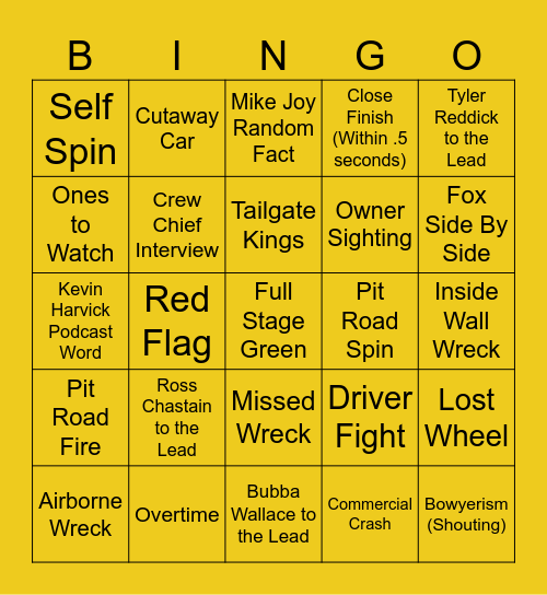 Kansas Bingo Card