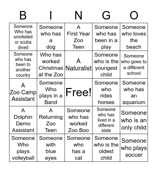 People Bingo Card