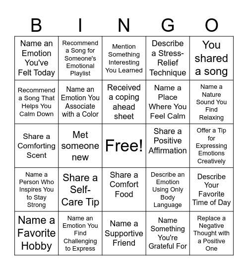 Exploring Emotions Bingo! Bingo Card