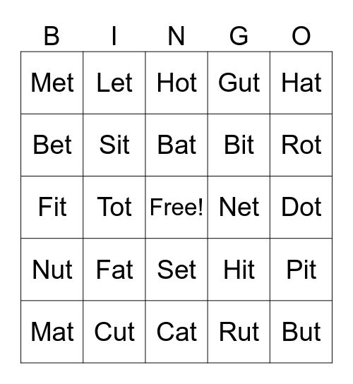 Fun day Bingo Card