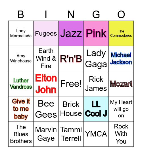 The Oldies & Classic Music Bingo Card