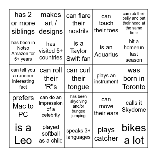 Find someone who... Bingo Card