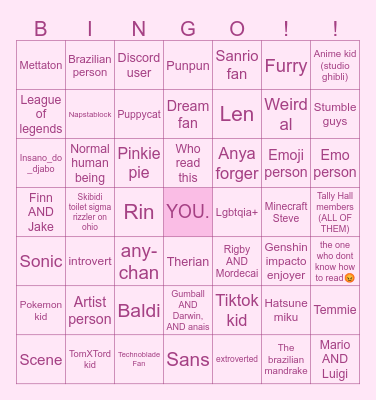 Guess wich is actually cool Bingo Card