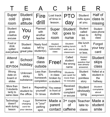 End of Year Teacher Bingo Card