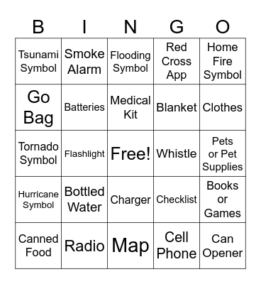 Be Red Cross Ready Bingo Card