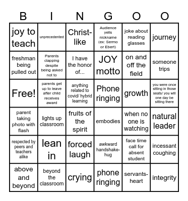 ACTIONS Bingo Card