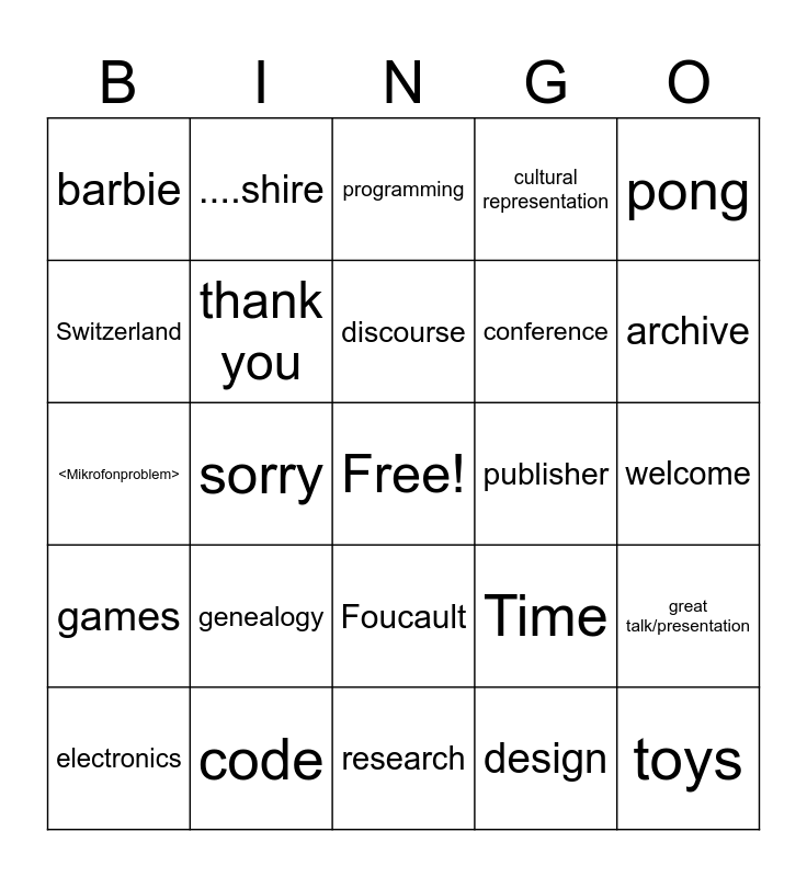 Panel 3 Survival Game Bingo Card