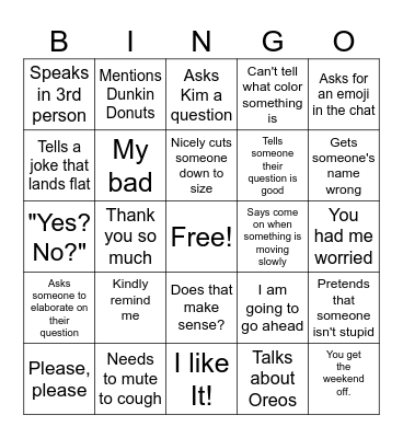 Fredy Bingo Card