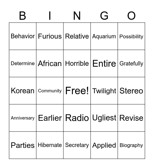 2R Bingo (Earlier-Secretary) Bingo Card