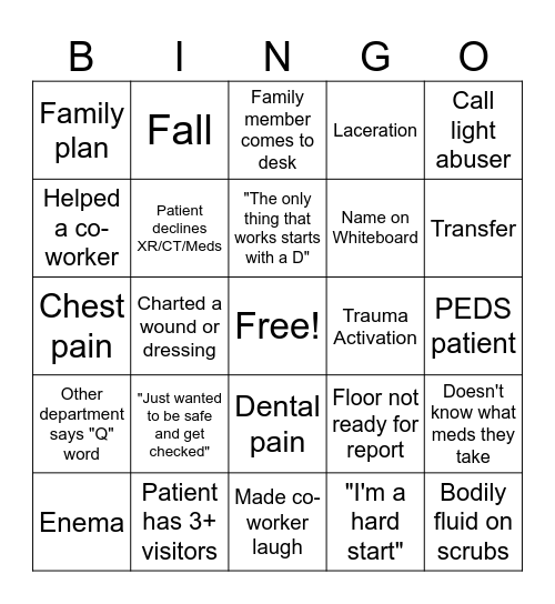 Nurses Week BINGO Card