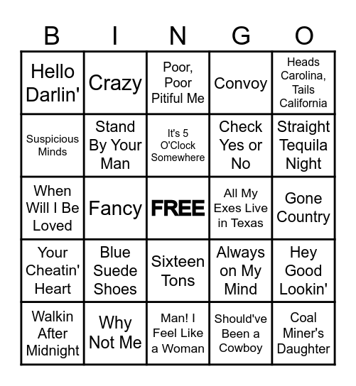 COUNTRY MUSIC Bingo Card