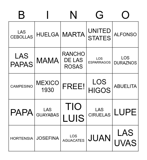 ESPERANZA RENACE Bingo Card