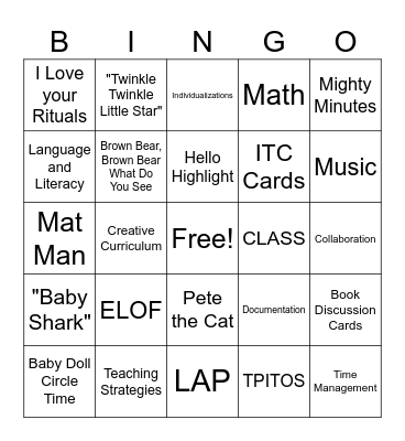 EHS TLC Year End Learning Bingo Card