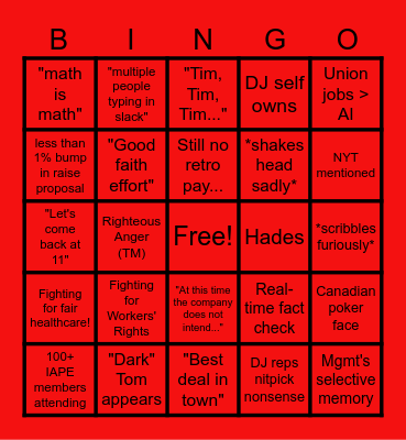 Bargaining Bingo! Bingo Card