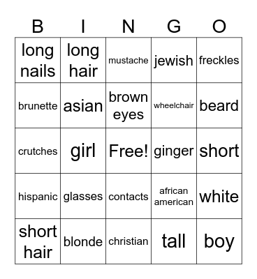 diversity bingo Card