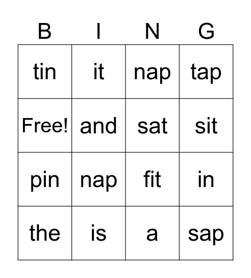 Lesson 9 & 10 Bingo Card