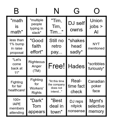 Bargaining Bingo! Bingo Card