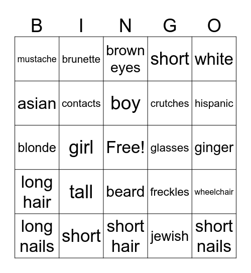 diversity bingo Card