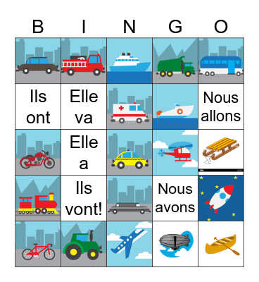 Means of Transportation Bingo Card