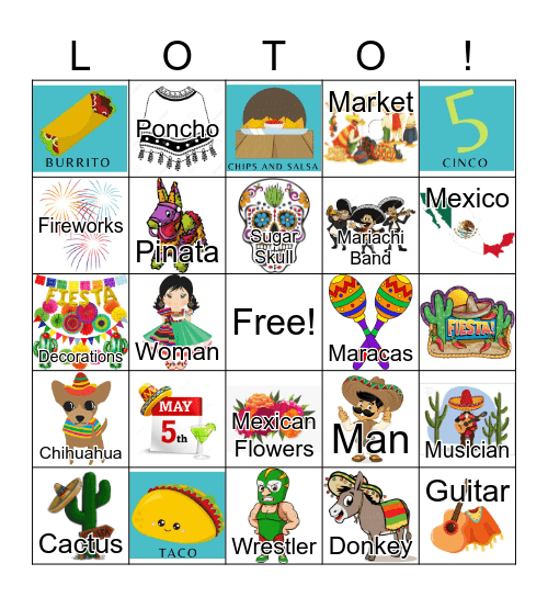 Cinco de Mayo Bingo Card