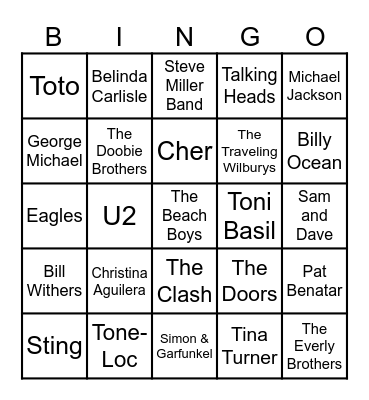 Who Sang It? Bingo Card