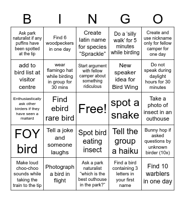 BIRDO Bingo Card