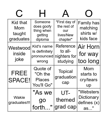 Graduation Bingo! Bingo Card