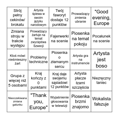 Eurowizyjne Bingo Card