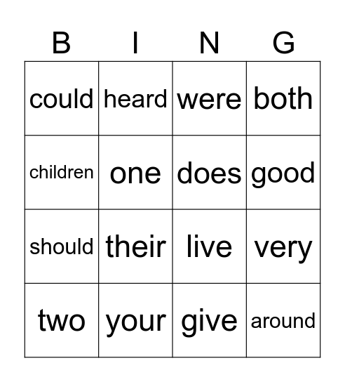 WORDO Bingo Card