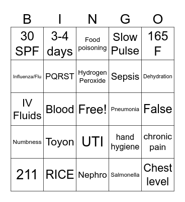 Cumulative BINGO: Game 1 Bingo Card