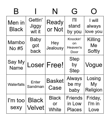 1990's Bingo Card