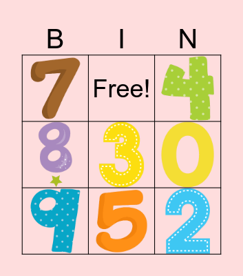 Numbers Bingo Card