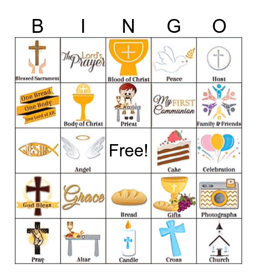 First Communion Bingo Card