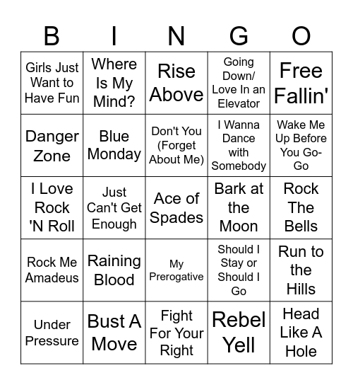 Five-0-Five Music Bingo - 80s 2 Bingo Card