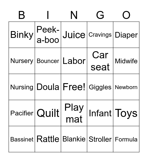 Baby Bingo Card