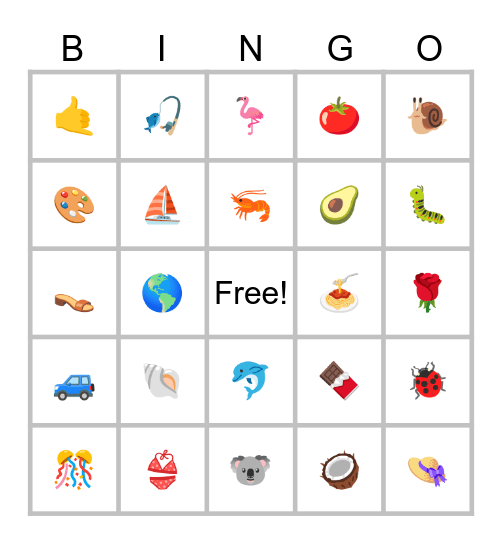 Teen Summer Bingo Card