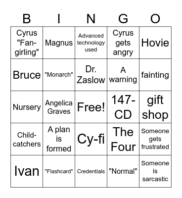 Episodes 66-68 Bingo Card